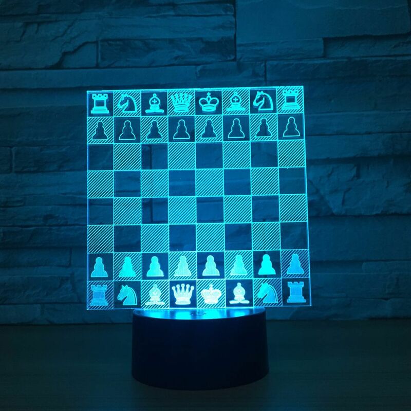 3D Chess Modelling Desk Lamp Led Nightlight 7 Colors Changing Horse Chess Lighting Fixture Bedroom Bedside Decor Gifts