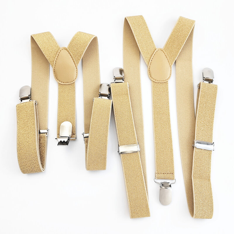 Bretelles élastiques dorées et argentées pour adultes, bretelles réglables unisexes, dos en Y, bretelles pour garçons et filles, bracelet large pour la fête, 2.5cm