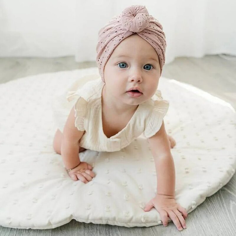 เด็กอ่อนหมวก Donut Knot ทารกแรกเกิดทารกหมวกสีทึบเด็ก Headwear Beanies ฤดูใบไม้ผลิฤดูร้อนเด็กค่าย Bonnet