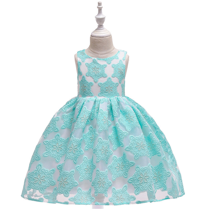 小さな女の子のための綿のプリンセスドレス,刺繍された葉,弓,新しいコレクション2021