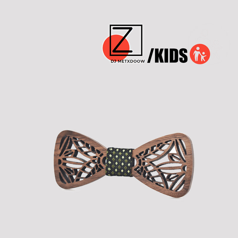Laço de madeira bonito para crianças, tipo borboleta, laços florais para meninas e meninos, laços de madeira infantis, novo design