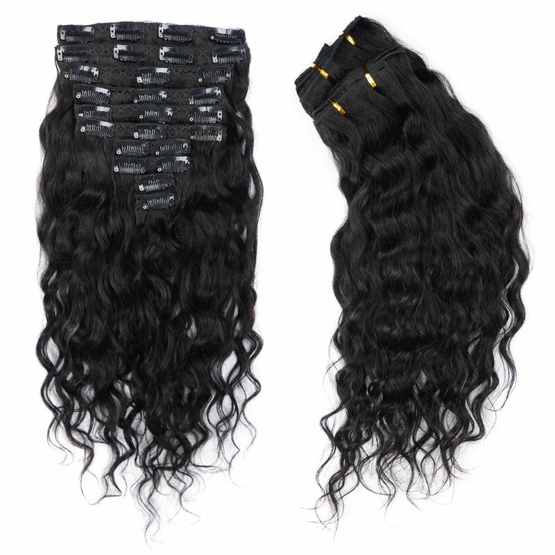 Doreen 200G Machine Remy Beach Wave Clip In Human Hair Extensions Natural Wavy Curly Clips Swed on Weft hair 14 to 22 10 pcs/set