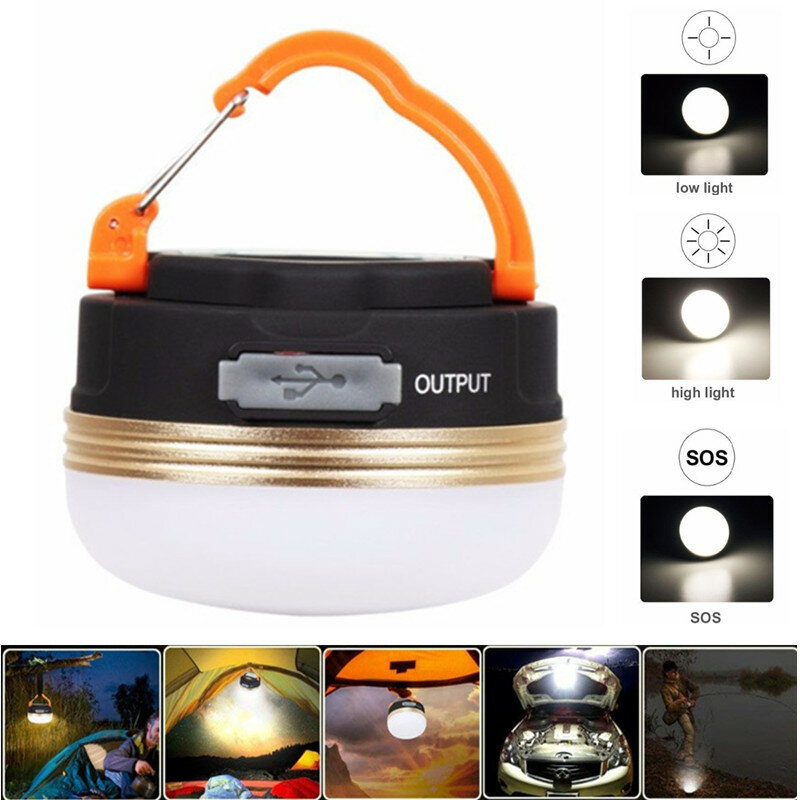 Rechargeable LED Camping Lantern Portable USB Camping Tent Light with Magnet Base for Emergency Survival Kit Outdoor Use