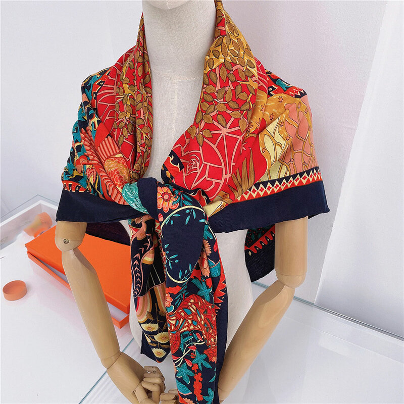 Bufanda de punto de diseñador para mujer, chales de Cachemira cálida a cuadros, Bandana de cuello de marca de lujo, Pashmina, envoltura para dama, primavera e invierno
