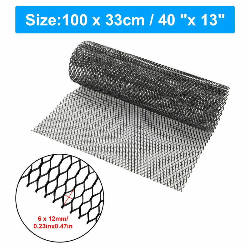 Cubierta de rejilla de aluminio para parachoques de coche, rejilla de ventilación, color negro, 40 ''x 13''