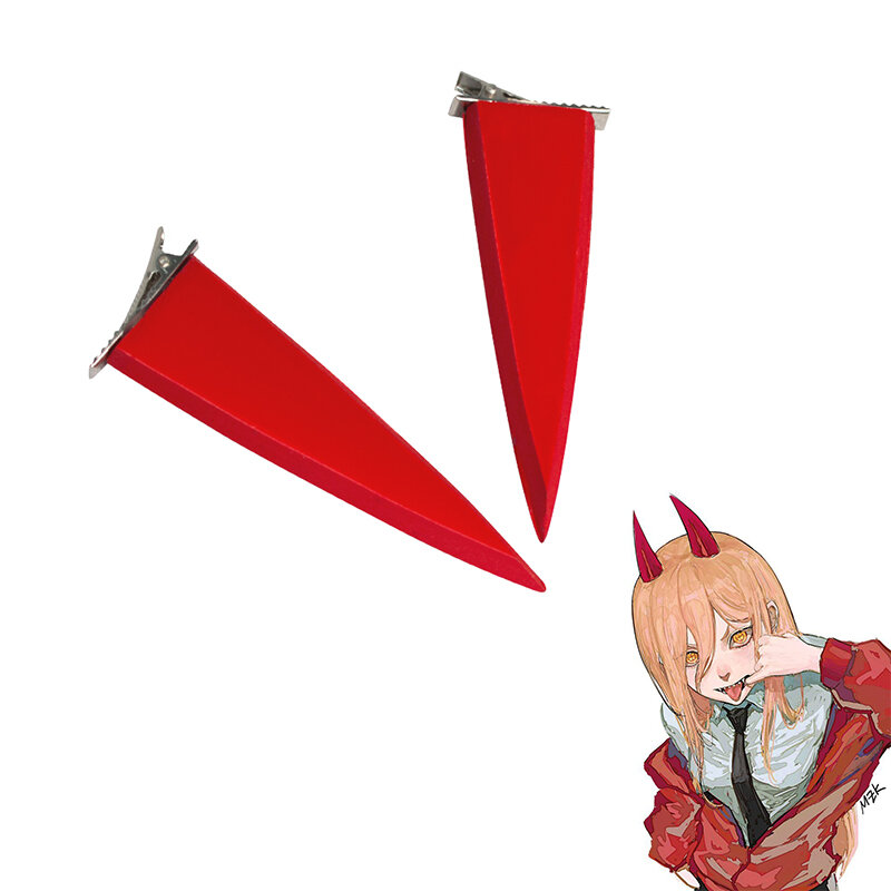Anime Chainsaw Man Power Horn Cosplay Prop Red Devil Horns Headwear Hairpin Accessories
