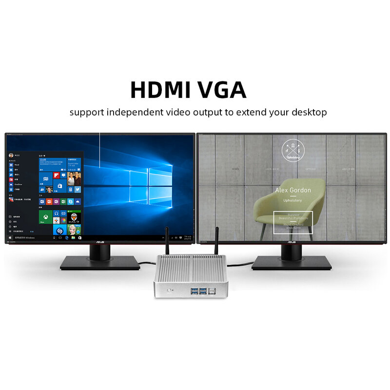 XCY Quạt Không Cánh Mini PC Intel Core I7 4500U I5 4200U I3 4010U Windows 10 HDMI VGA Màn Hình Wi-Fi Tốc Độ 300Mbps gigabit Ethernet Linux HTPC