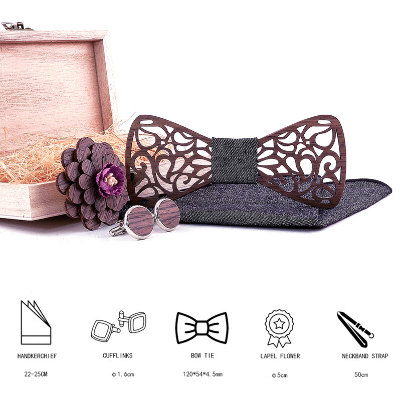Regalo di natale papillon in legno Gentleman Groom cravatte in legno farfalla papillon per feste di matrimonio farfalla cravatta in legno per uomo