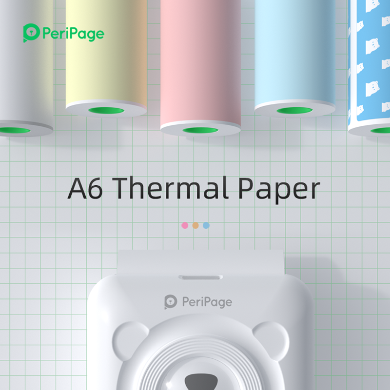 PeriPage papel térmico para Mini impresora, etiqueta adhesiva de 56x30mm, tamaño A6, A8