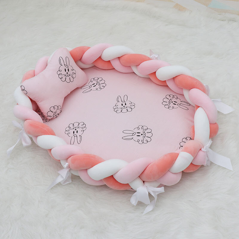 Cuna de algodón para recién nacido, cuna portátil de tejido, parachoques, lavable y extraíble, decoración de habitación, 80x50cm