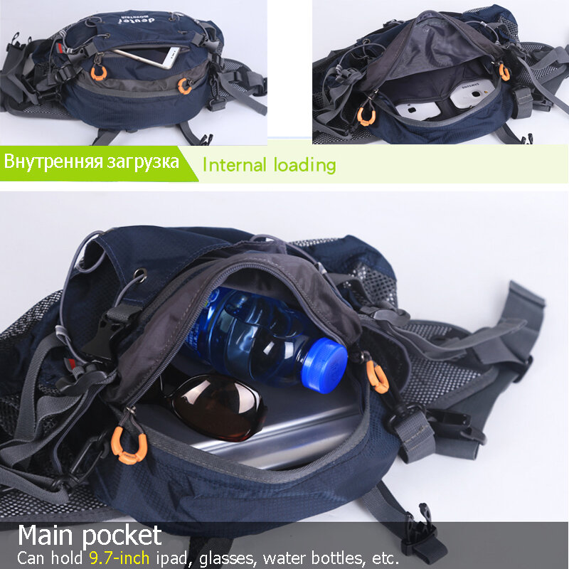 Sports Waist Bag Men Women Outdoor Hiking Riding Waterproof Wearproof Backpack 7L Camping Travel Shoulder Bag Water XA73WD