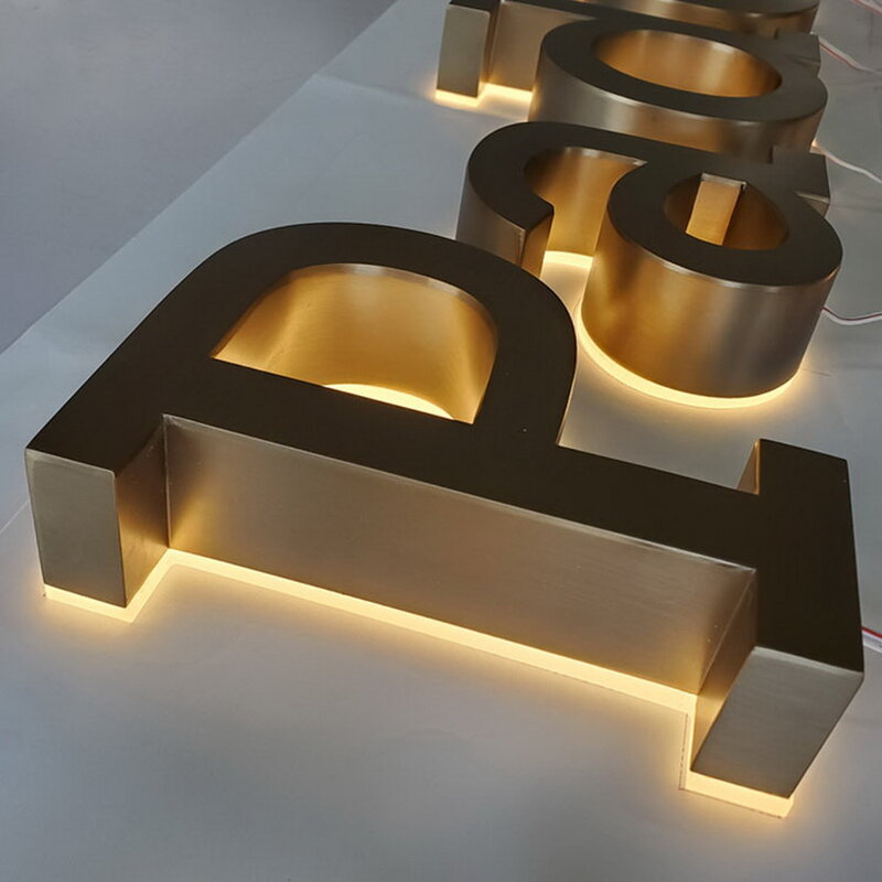 3D индивидуальный Металлический канал письмо гало светодиодный рекламный знак