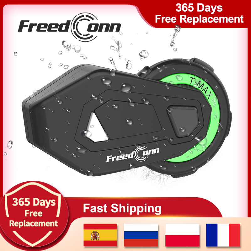 FreedConn T MAX M Motorcycle Helmet Intercom Waterproof Buletooth 5.0 Music Headset Motorbike FM Headphone 2 in 1 Earphone
