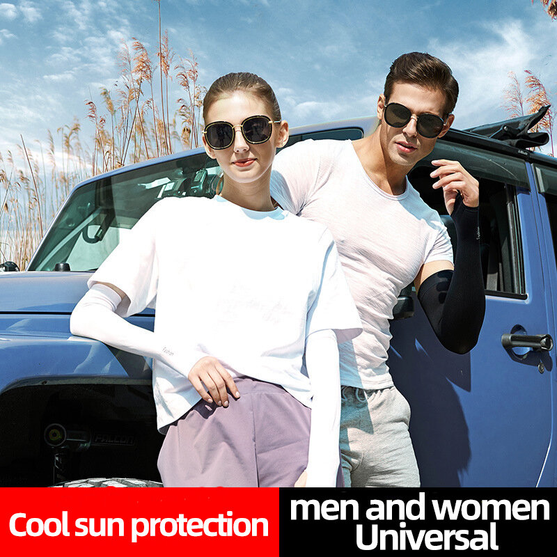 Mangas de brazo Unisex, tejido de hielo, protección solar UV, verano, fresco, para exteriores, 1 par