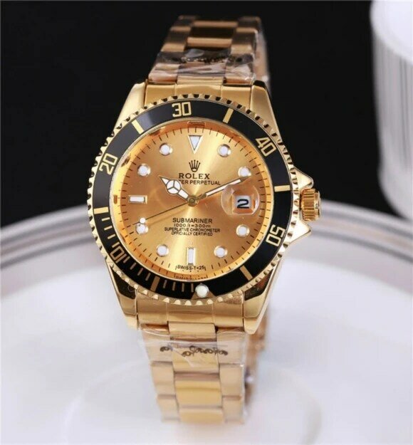 Rolex-reloj de cuarzo para hombre y mujer, alta calidad, informal, dorado, resistente al agua, 9999 pedidos