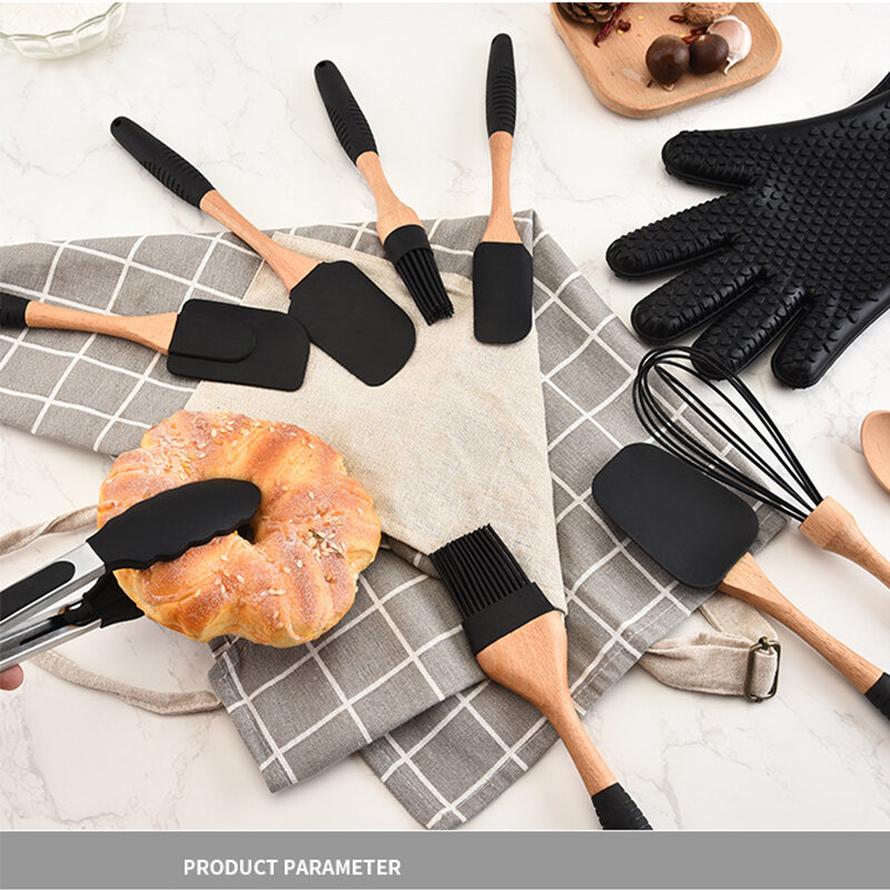 Siliconen Hout Turner Spatel Borstel Schraper Pasta Handschoenen Eiklopper Keuken Accessoires Bakken Koken Tools Keukengerei Kookgerei