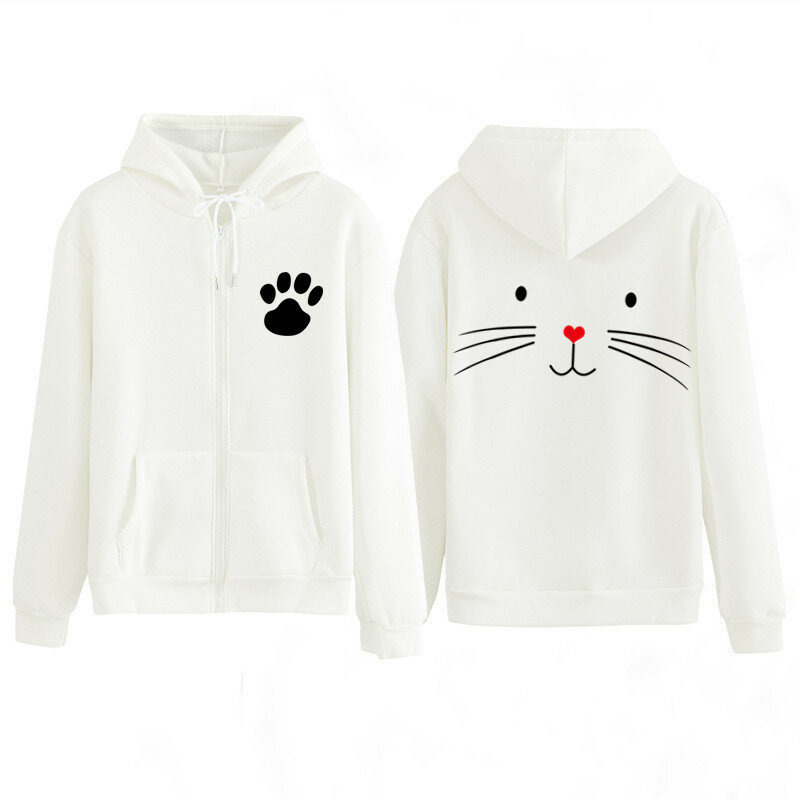 2020 mulheres hoodies crianças casal camisa gato animal camisolas com zíper moletom com capuz primavera outono jaquetas
