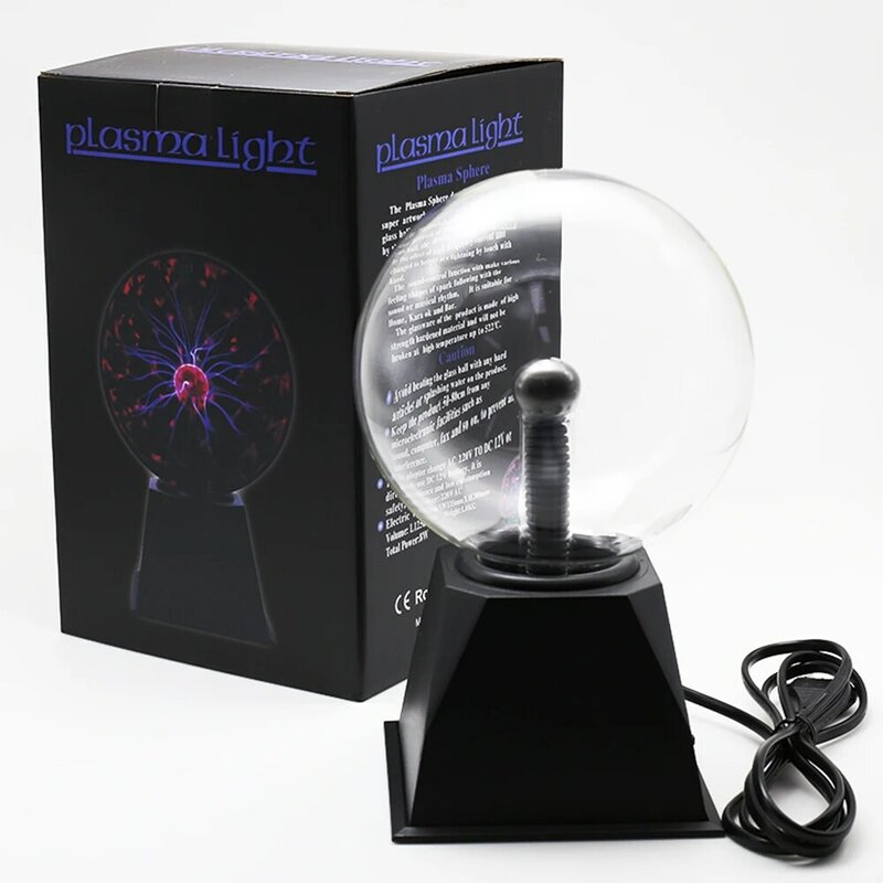 Novelty Touch Inducing Magic Lamp 220V Night Light 3 4 5 6 Inch Glass Plasma Crystal Ball Light Magic Christmas Valentine's Gift