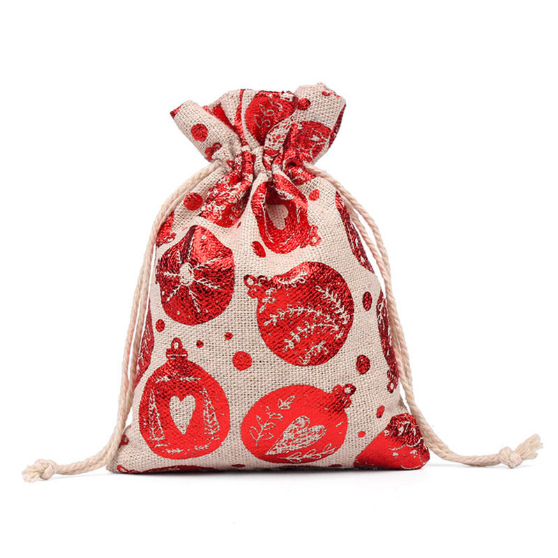 50 pz/lotto 10x14cm Multi disegni coulisse caramelle confezione regalo sacchetto piccoli sacchetti di lino festa di natale bomboniere borse