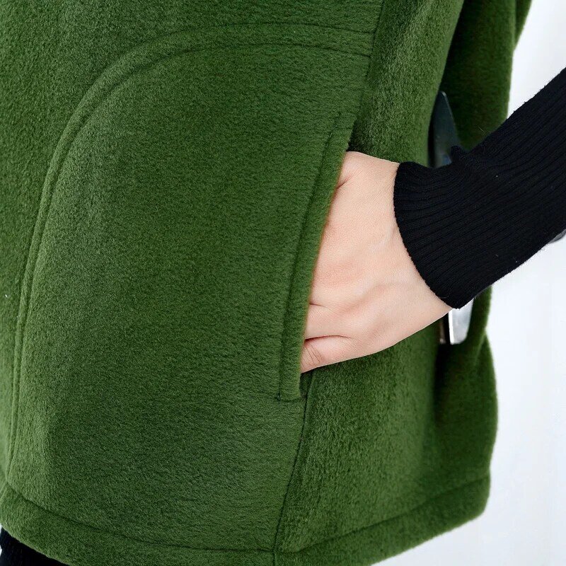 Colete de tecido polar feminino, jaqueta sem mangas grande, zíper, lazer, plus size, outono, moda