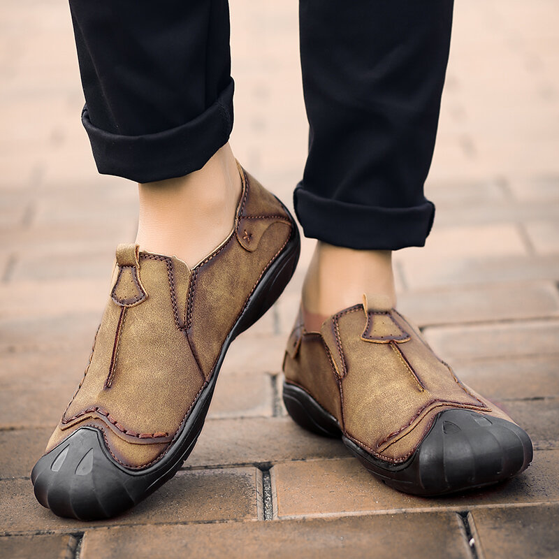 Bahasa Italia Buatan Tangan Kulit Pria Pantofel Fashion Desainer Slip On Sepatu Berkualitas Tinggi Merek Flats Sepatu Zapatillas Hombre