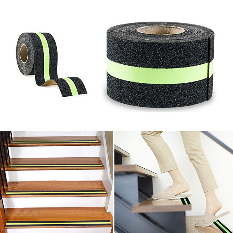 Cinta luminosa de agarre de seguridad, cinta adhesiva fuerte de tracción de PVC, cinta de advertencia para escaleras, suelo, antideslizante, interior