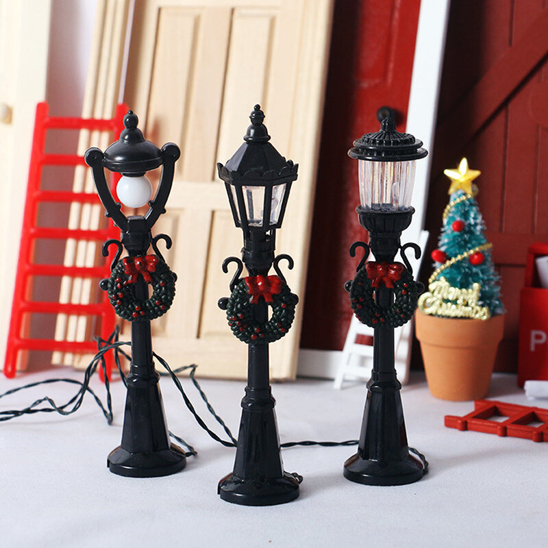 1/12 Dollhouse Miniature Christmas Park Street Lamp Doll Streetlight Decor Toy Home Decor Accessories