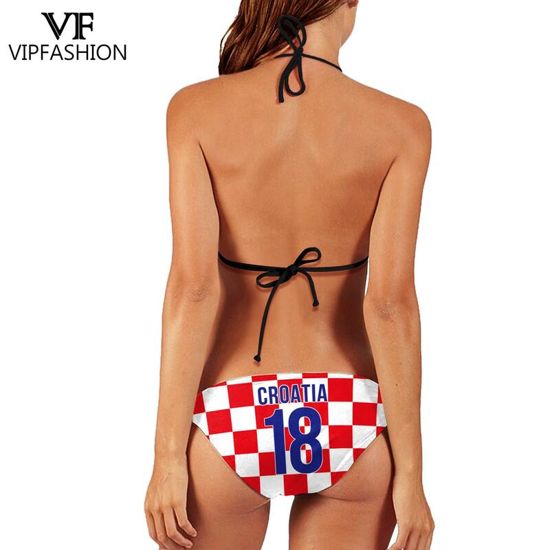 Traje de baño de moda VIP para mujer, conjunto de Bikini con Push-Up, ropa de playa para mujer, traje de baño con estampado de bandera de Croacia