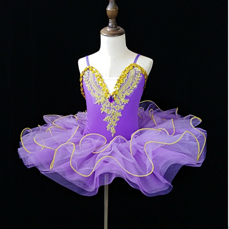Fantasia profissional de bailarina para vesta infantil/adulto, roupa de dança infantil, panqueca, tutu, vestido de balé