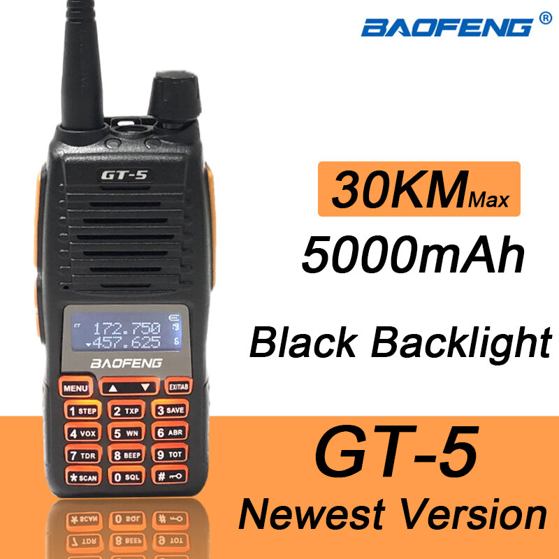 2021 bf GT-5 10w baofeng walkie talkie longo alcance 10 km em dois sentidos rádio presunto duplo ptt hf transceptor rádios portáteis atualizar novo