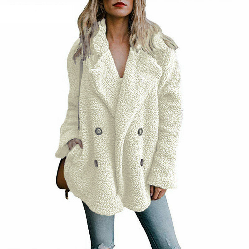 Mantel Wanita Mantel Bulu Palsu Lengan Panjang Jaket Bulu Berbulu Halus Jaket Wanita Hangat Musim Dingin Mantel Musim Dingin Kasual Wanita Ukuran Besar 2021