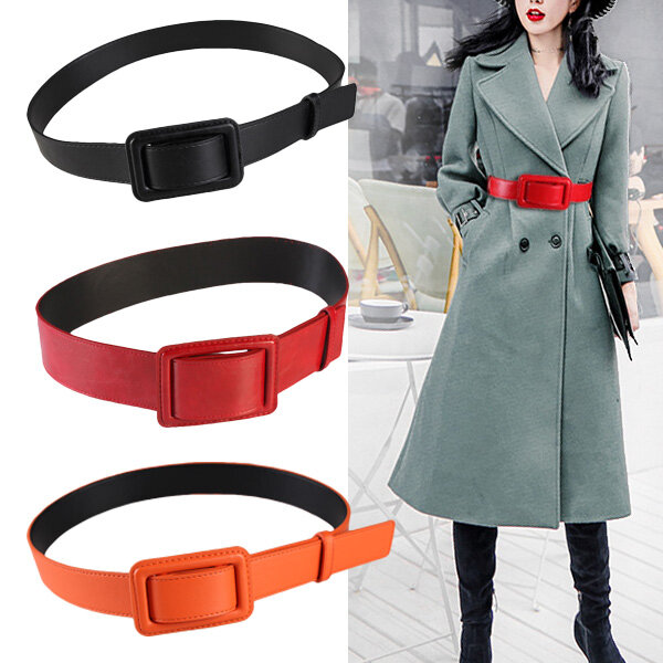 Cinturón naranja superancho para mujer, vestido negro decorativo, sencillo, a la moda, color albaricoque, sellado de cintura de cuero rojo, 105x5,5