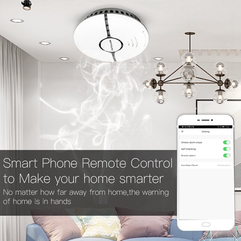 Wifi inteligente fumaça fogo detector de alarme de gás sistema de segurança em casa alarme a pilhas sem fio wifi sensor de fumaça contro