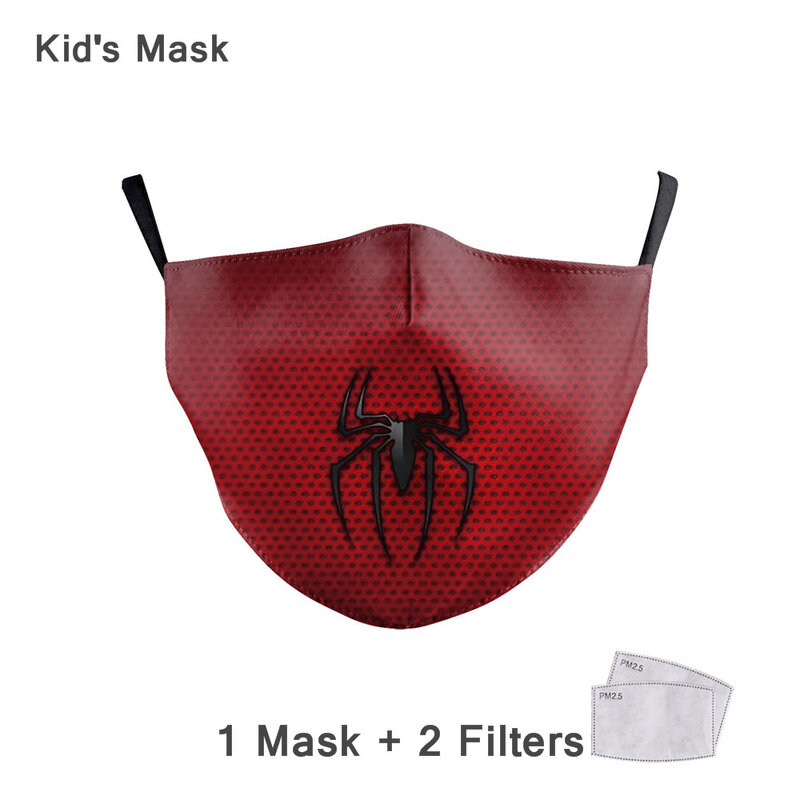 Crianças adulto máscara reutilizável dos desenhos animados bonito super-herói spiderman capitão américa impressão máscaras de rosto crianças máscaras de poeira