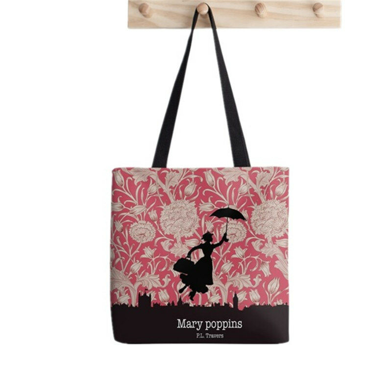 Shopper Mary Poppins-Bolso de mano pintado para mujer, bolsa de hombro, de lona, elegante, Harajuku