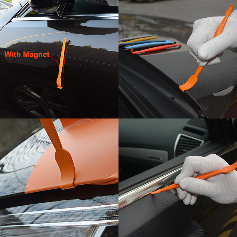 Foshio炭素繊維フィルム磁気スティックスキージセット窓色合いラッピングス車のステッカーインストールビニールステッカーアプリケーターツールキット