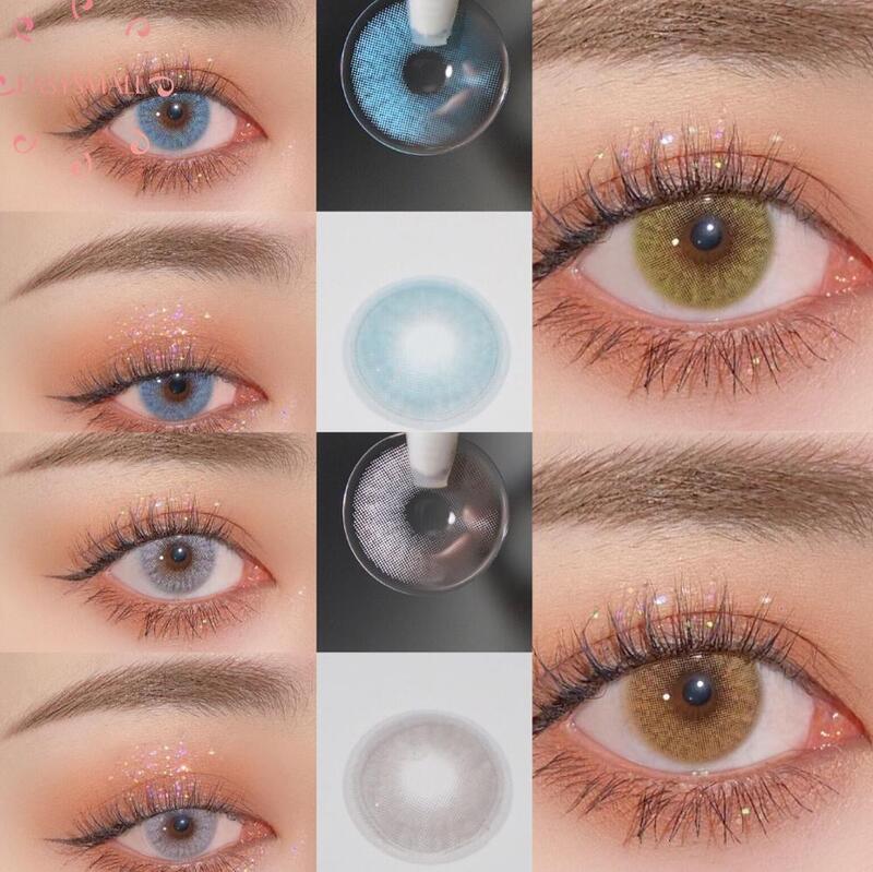 Easysmall-Lentilles de contact colorées bleues et vertes pour pupilles, cosmétiques résistants à la myopie, 2 pièces/paire, prescription