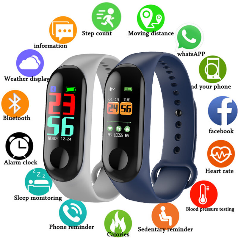 FXM-reloj deportivo inteligente para hombre y mujer, pulsera con control del ritmo cardíaco y del sueño, contador de pasos, resistente al agua, Bluetooth Link