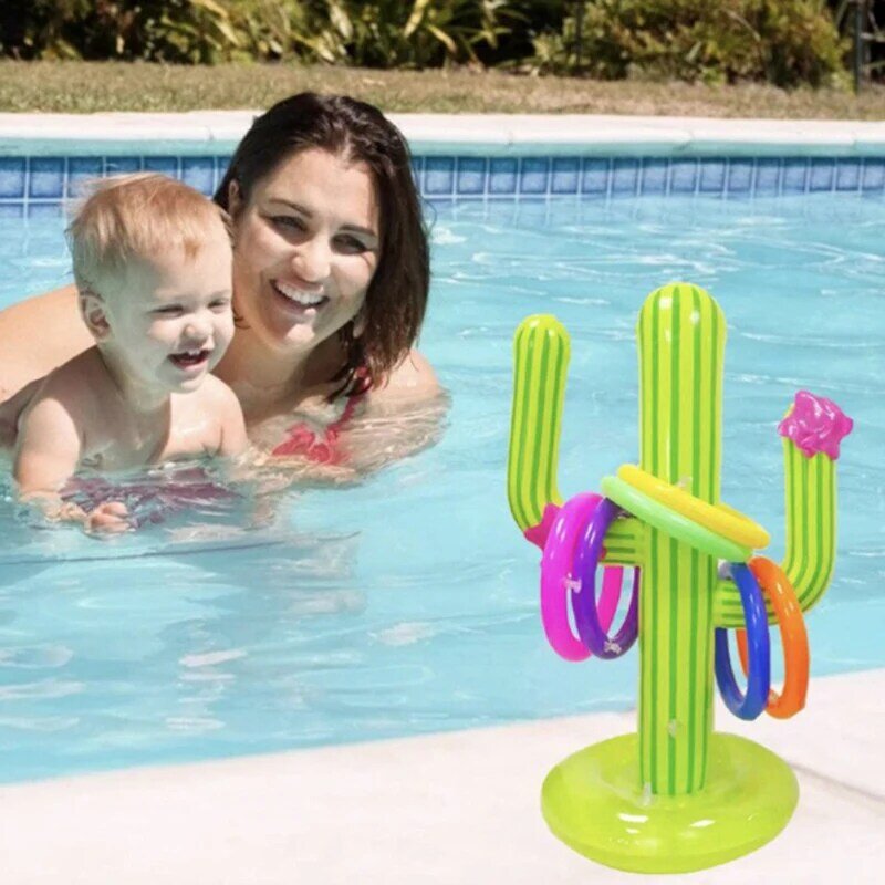 Accesorios de piscina al aire libre, juego de lanzamiento de anillo de Cactus inflable, Bar de fiesta