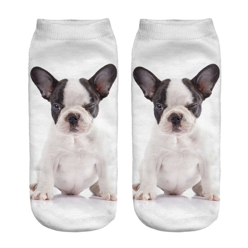 Popular engraçado unisex meias curtas 3d cão impresso anklet meias casuais
