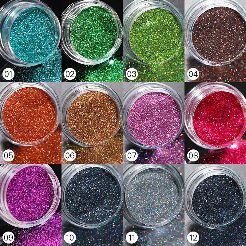 1 Doos Iriserende Nail Poeder Zilver Zwart Kleurrijke Glitter Pailletten Gel Polish Vlokken Nail Art Decoratie Voor Manicure Pigment