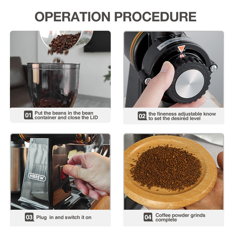 Hibrew 8 Instellingen Elektrische Koffieboon Molen Voor Espresso Of Amerikaanse Infuus Duurzaam Platte Braam Spuitgieten Behuizing g1