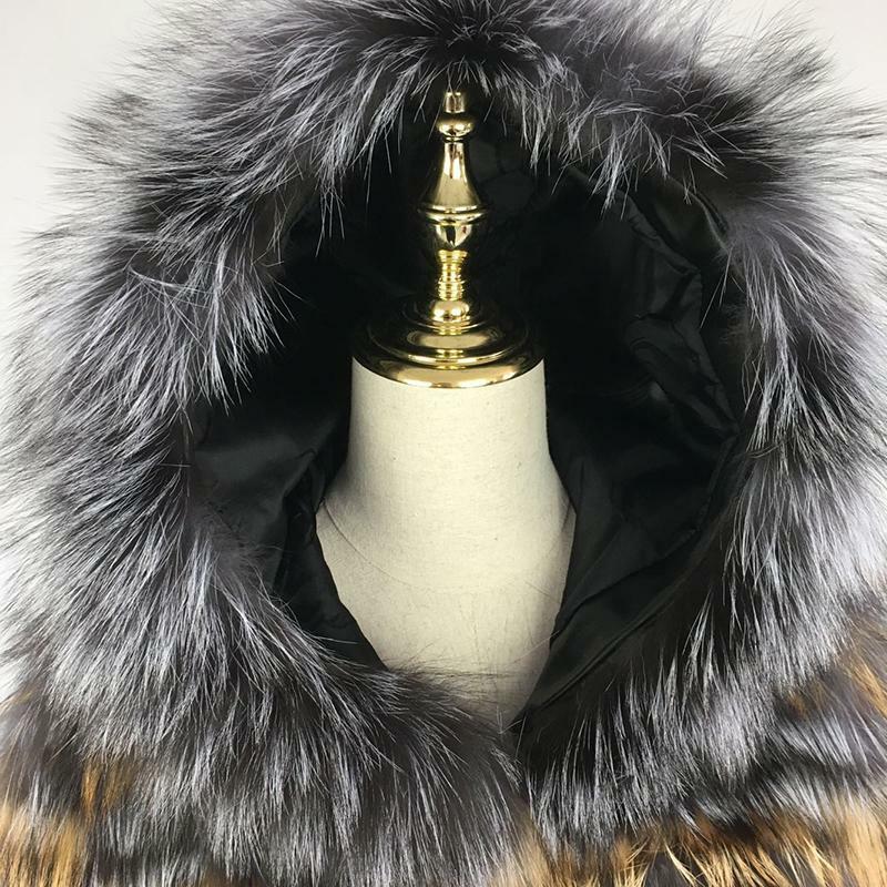 Nova moda casaco de pele de raposa de prata com capuz casaco de pele de raposa de prata casaco de pele real 90cm comprimento feminino casaco de pele de raposa vermelha