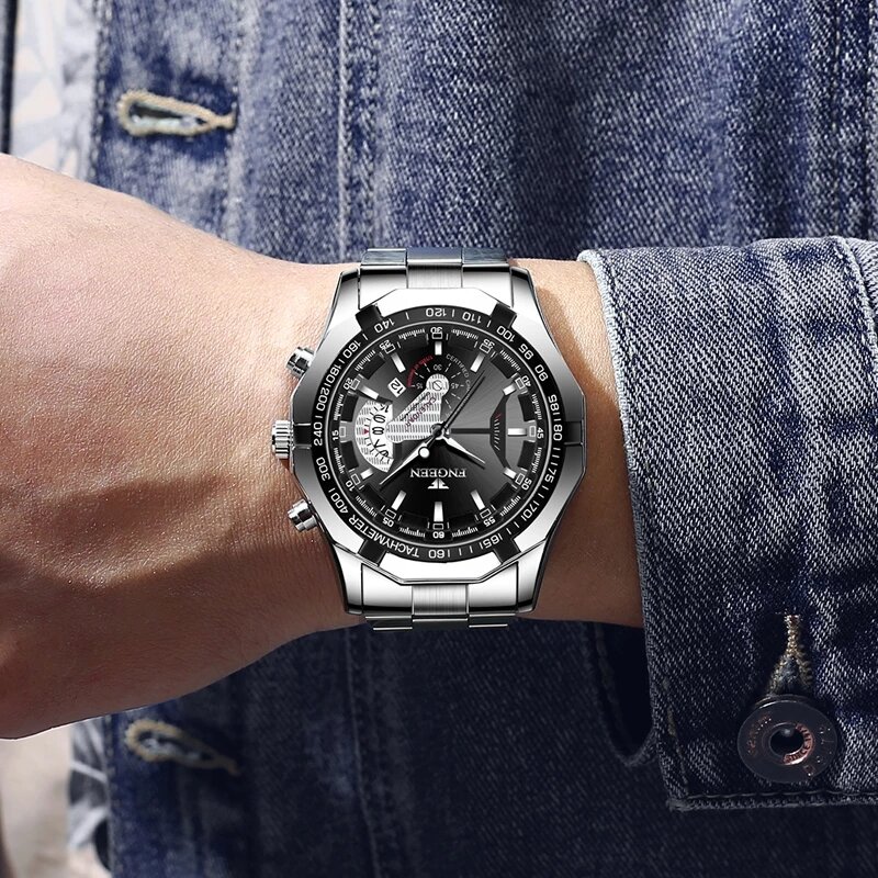 Montre-bracelet de sport à quartz militaire étanche pour hommes, montre de luxe, horloge décontractée, entièrement en acier, marque supérieure, mode, 2024