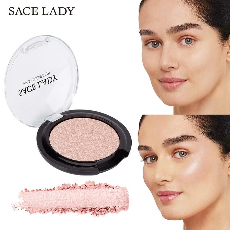 Sace lady highlighter pó 6 cores rosto iluminador maquiagem profissional glitter paleta compõem kit brilho iluminar cosméticos