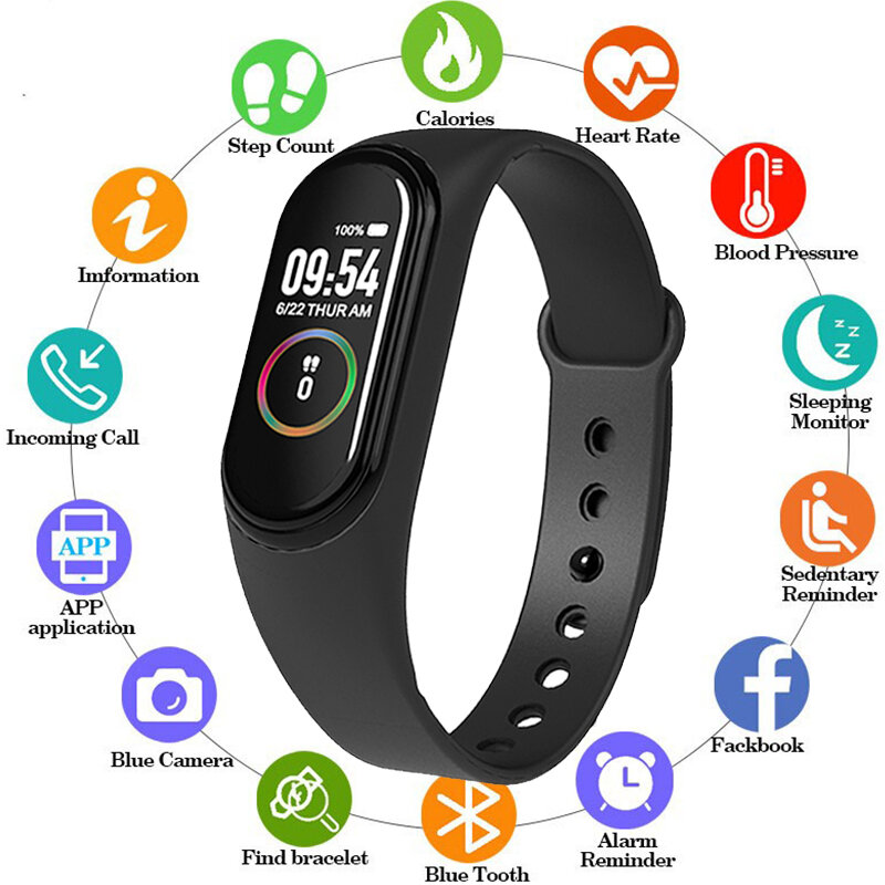 M3 Farbe IPS Bildschirm Smart Sport Fitness Armband IP68 Wasserdichte Blutdruck Sauerstoff Aktivität Tracker Für Männer Frauen uhren