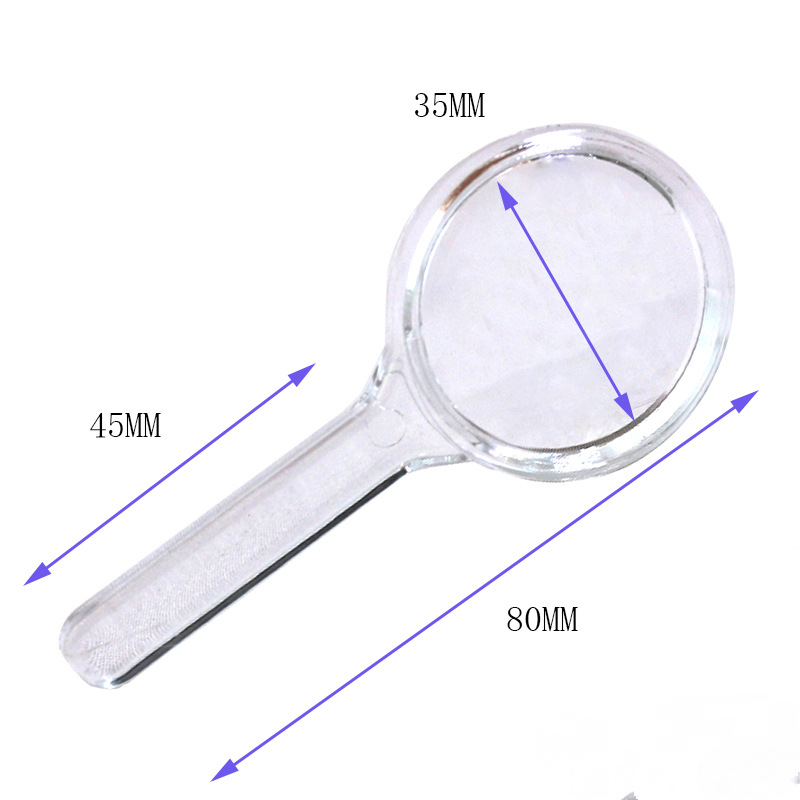 Lupa de mano de acrílico portátil para niños, lente de vidrio de lectura, inspección, 37Mm, 10X