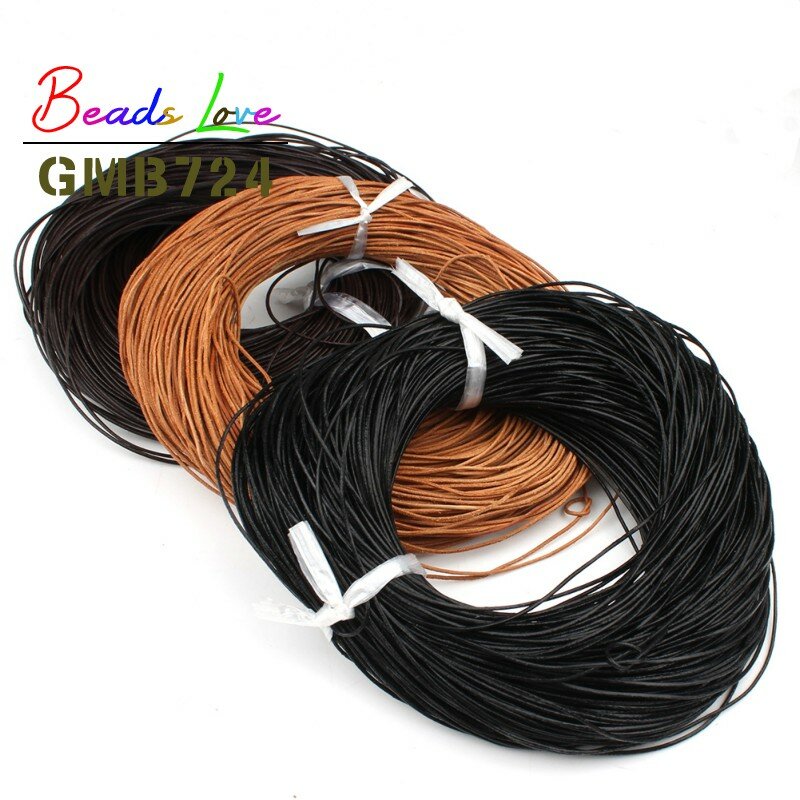 1/1.5/2/3mm 5M Real Genuine Leather Cords Round Rope String For Handmade DIY Bracelet Necklace Jewelry Making Craft Accessories