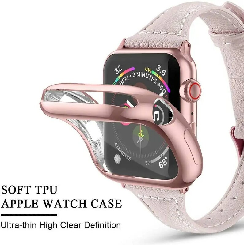Housse de montre pour bracelet de montre Apple série 5 4 40mm 44mm boîtier 3 2 1 42mm 38m mince tout compris protecteur de boîtier en polyuréthane pour iWatch 4