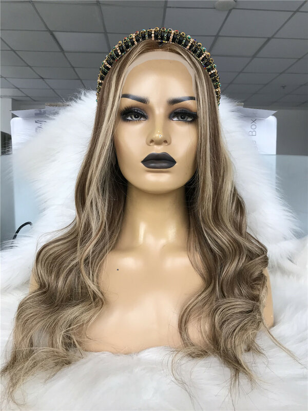 QueenKing – perruque Lace Front Wig brésilienne Remy, Balayage couleur à reflets, densité 180%, livraison gratuite